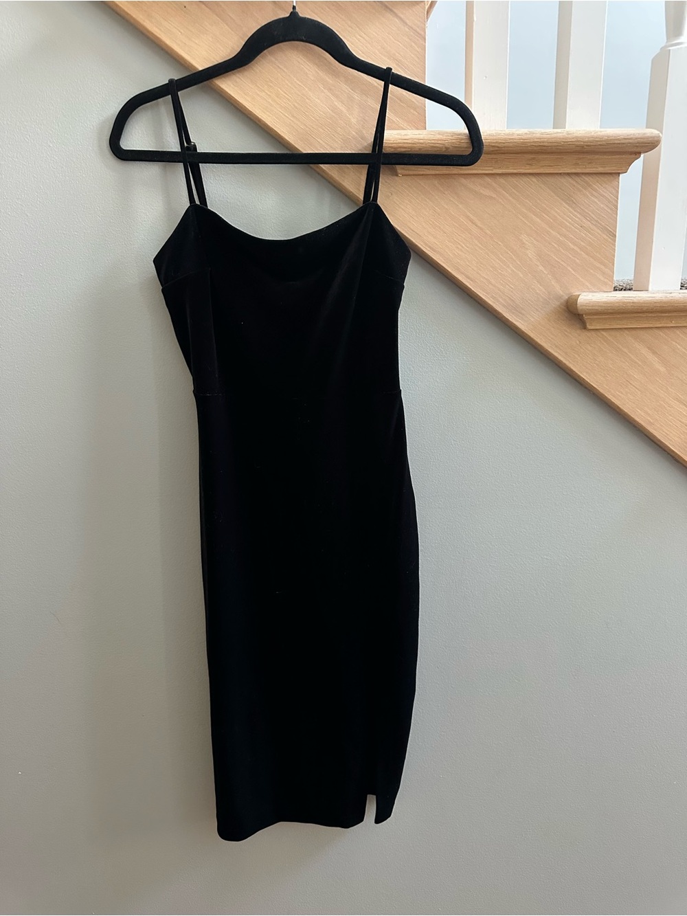 Express Black Velvet Spaghetti Strap Mini Dress